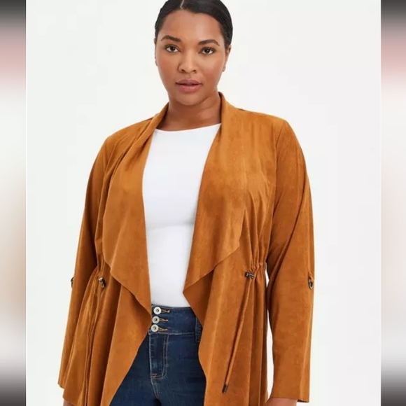 torrid Jackets & Blazers - Torrid Faux Suede Drape Front Jacket Sz 1